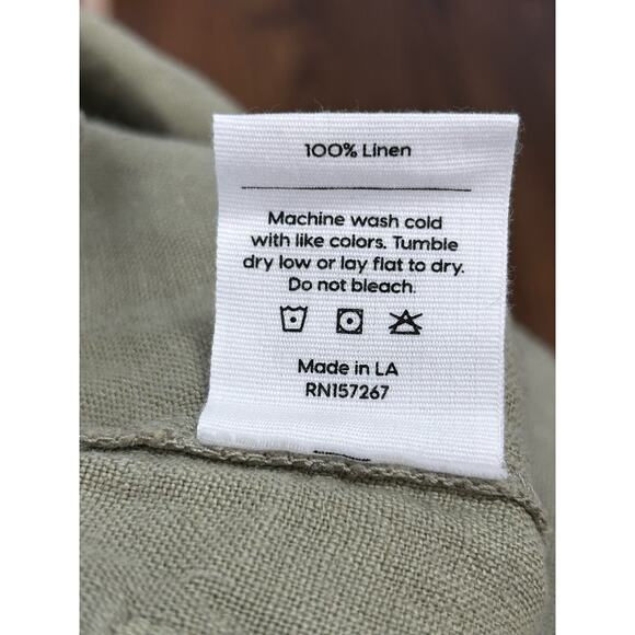 Mate The Label Linen Jumpsuit Short Sleeves Button Front Pockets Green Small NEW - Picture 6 of 8